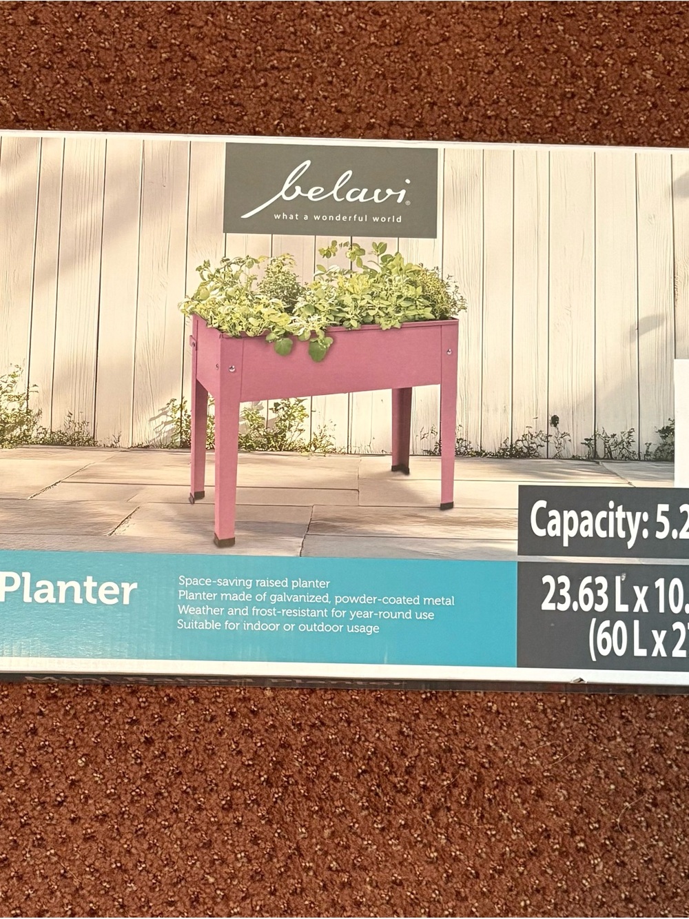Belavi Pink Raised Metal Planter